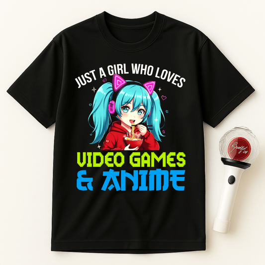 JUST A GIRL WHO LOVES VIDEO GAMES AND ANIME UNISEX T-SHIRT