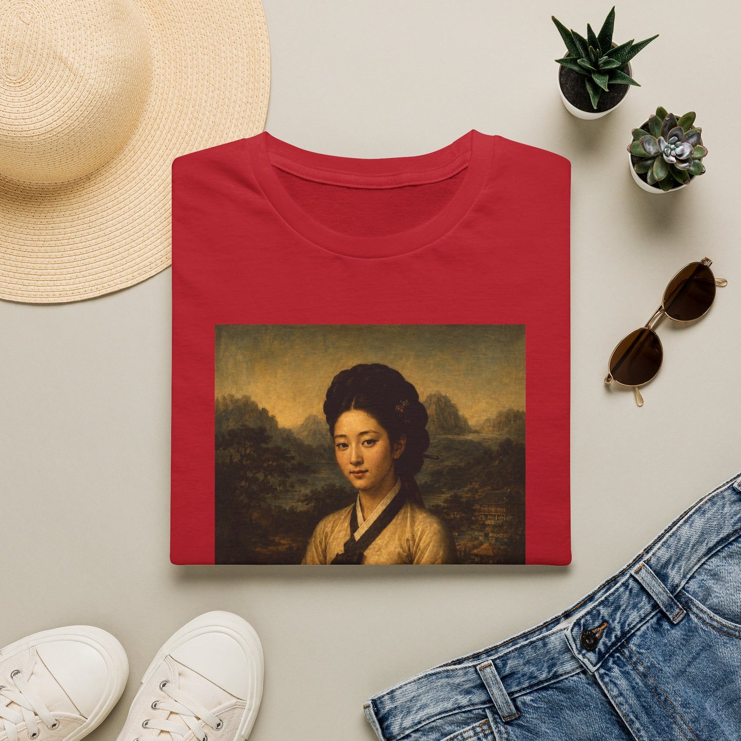 Portrait Tee — Vintage Asian Woman Oil Painting Graphic T-Shirt