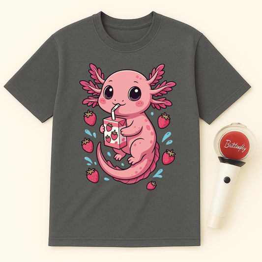 AXOLOTL DRINKING STRAWBERRY JUICE UNISEX T-SHIRT