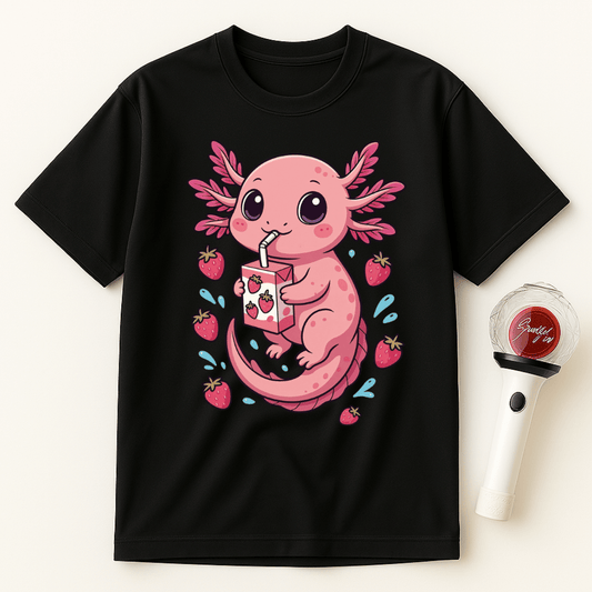 AXOLOTL DRINKING STRAWBERRY JUICE UNISEX T-SHIRT