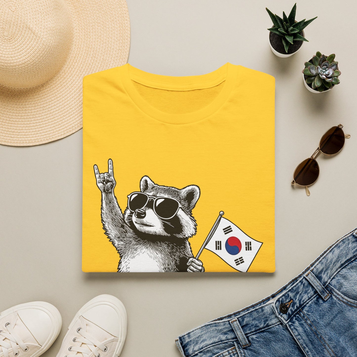 Korean Flag Raccoon T-Shirt — Cool Raccoon with South Korea Flag