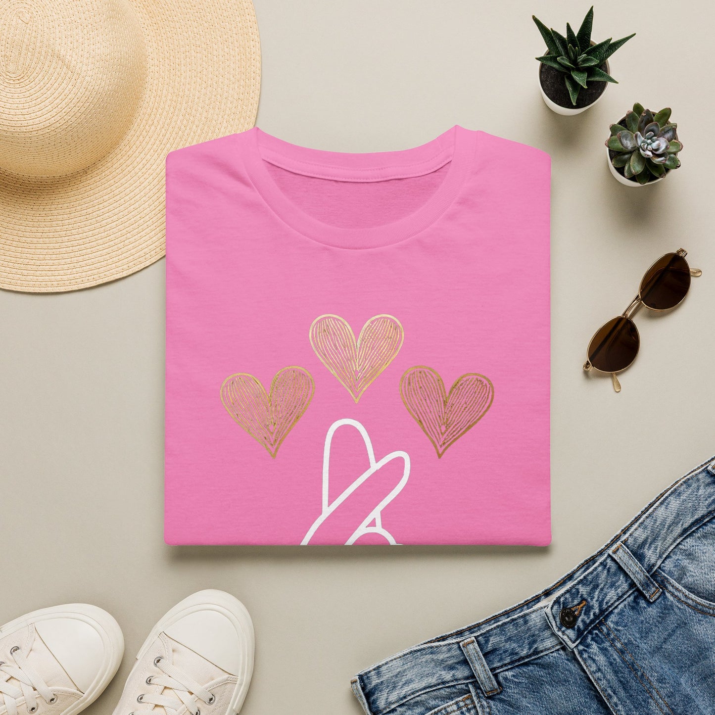 Love Gesture Unisex Softstyle T-Shirt - Heart Hand Graphic Tee