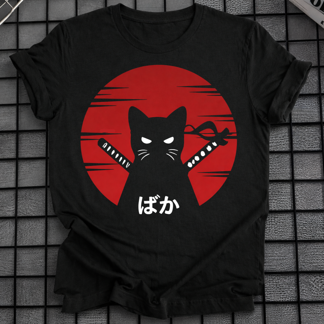 SCHWARZES NINJA-KATZEN T-SHIRT