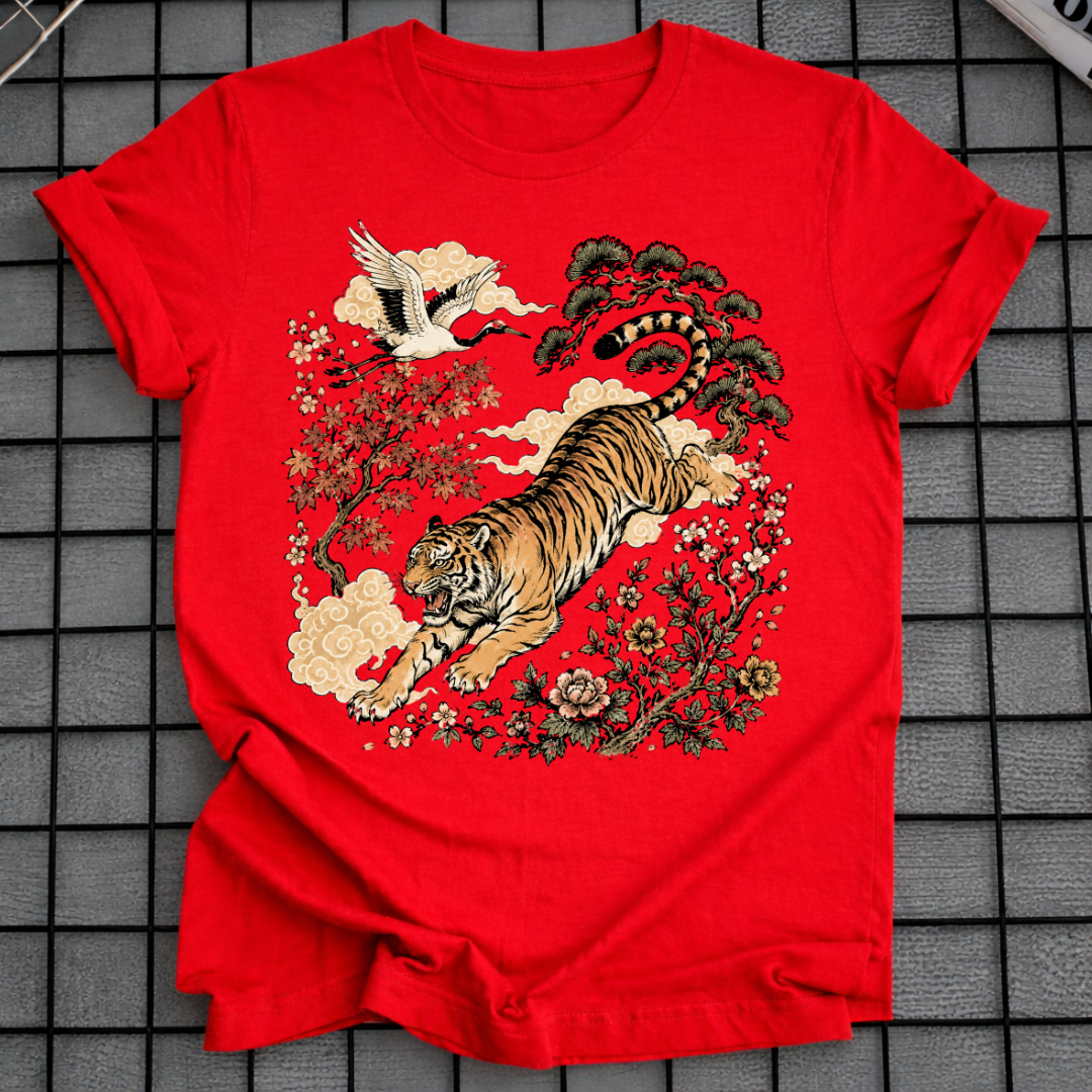 TIGER & CRANE JAPANESE ART T-SHIRT
