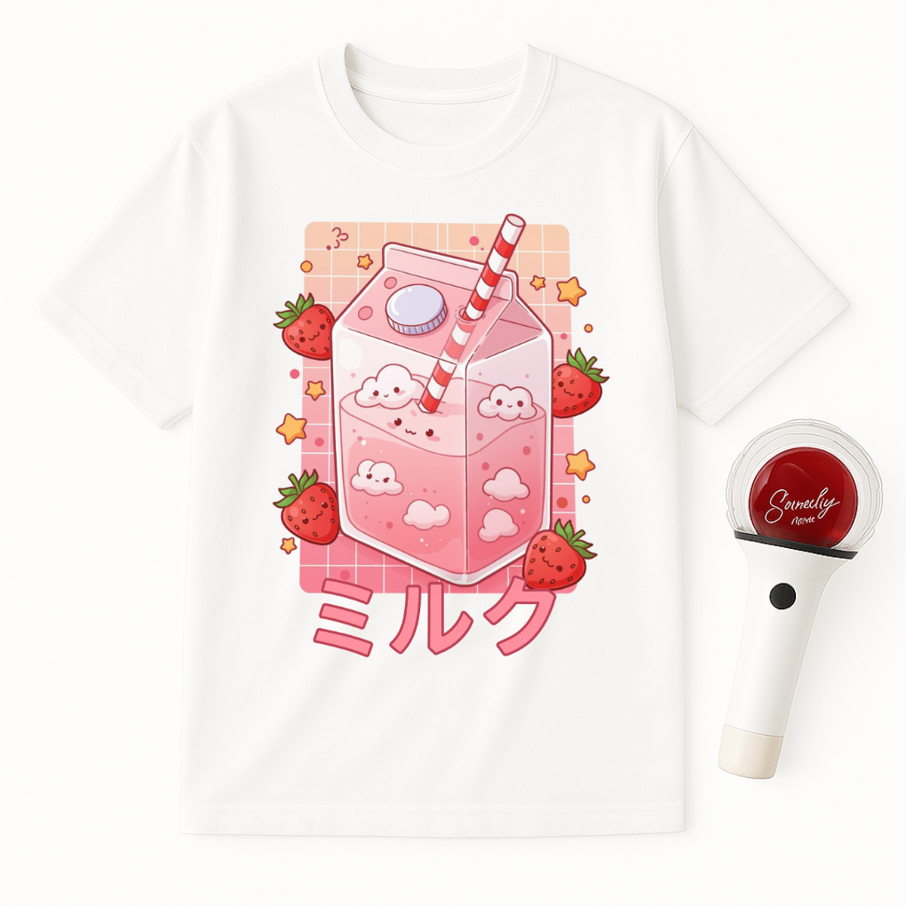 KAWAII STRAWBERRY MILK CARTON UNISEX T-SHIRT