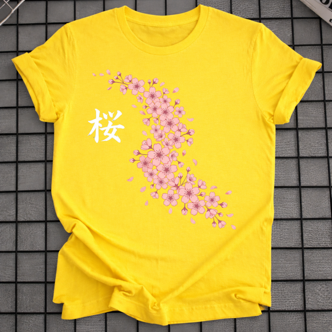 ROSA SAKURA-BLÜTEN-T-SHIRT