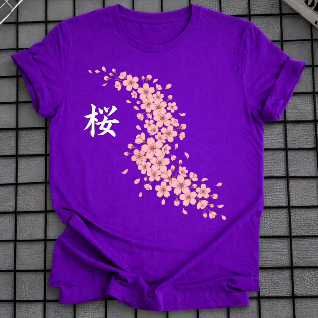 ROSA SAKURA-BLÜTEN-T-SHIRT