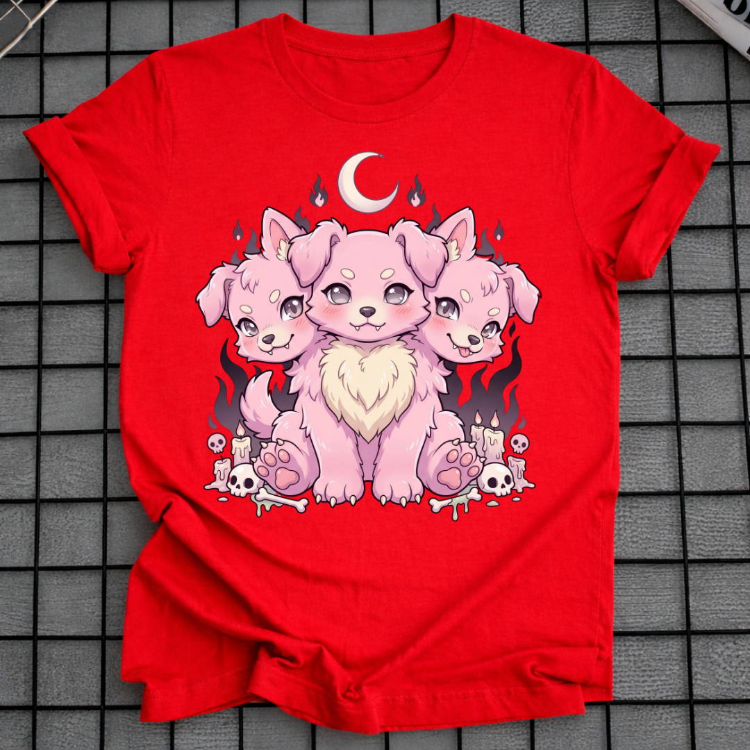 GRUSELIGES 3-KÖPFIGES HUND-T-SHIRT