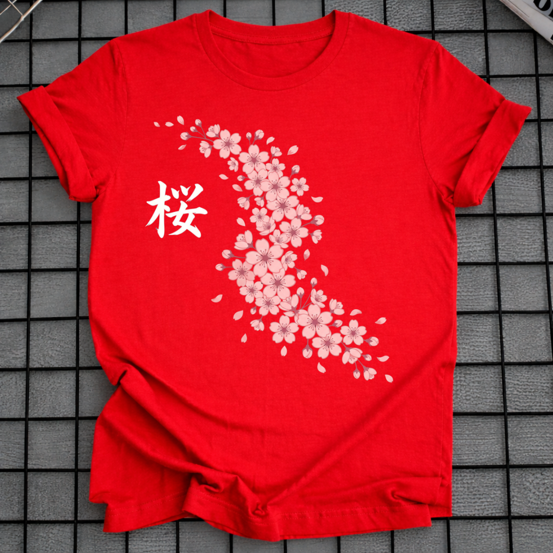 ROSA SAKURA-BLÜTEN-T-SHIRT