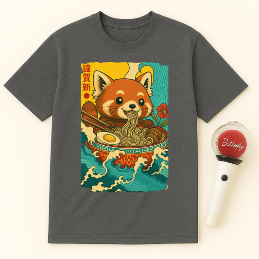 RED PANDA EATING RAMEN UNISEX T-SHIRT