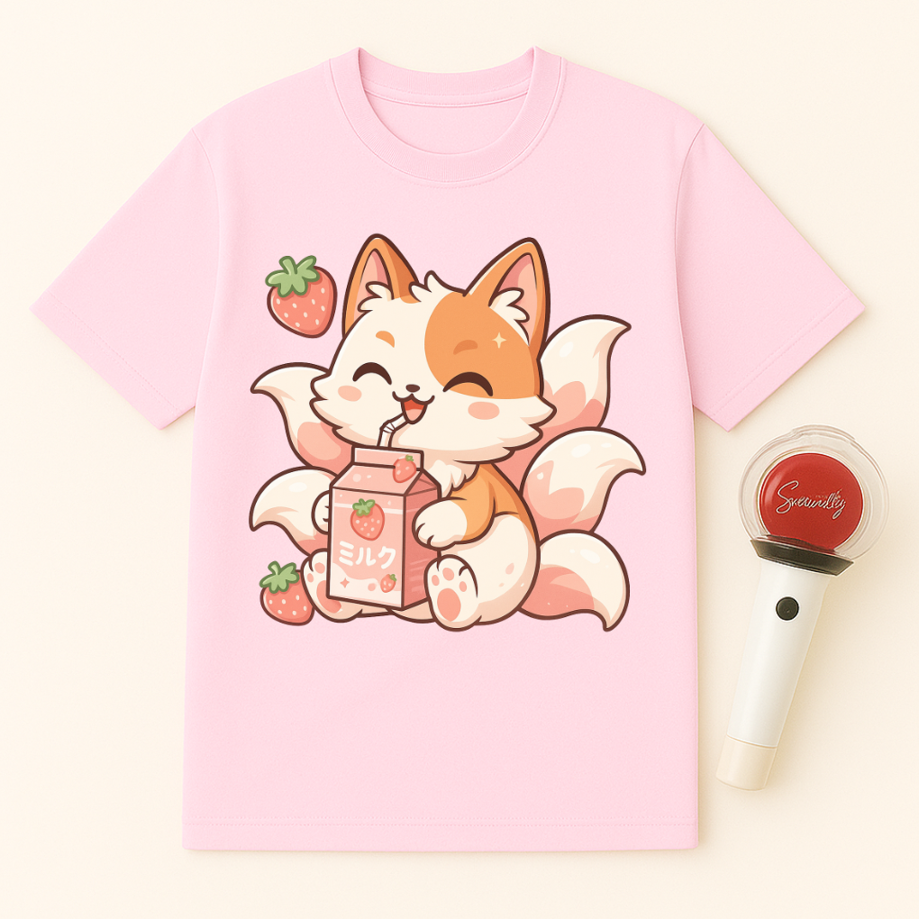 KITSUNE STRAWBERRY MILK UNISEX T-SHIRT