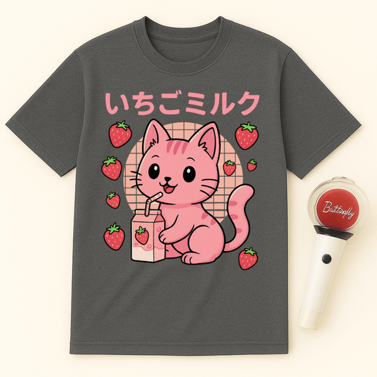 CAT STRAWBERRY MILK UNISEX T-SHIRT
