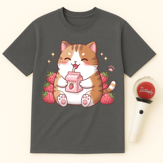 CAT WITH STRAWBERRY MILK UNISEX T-SHIRT