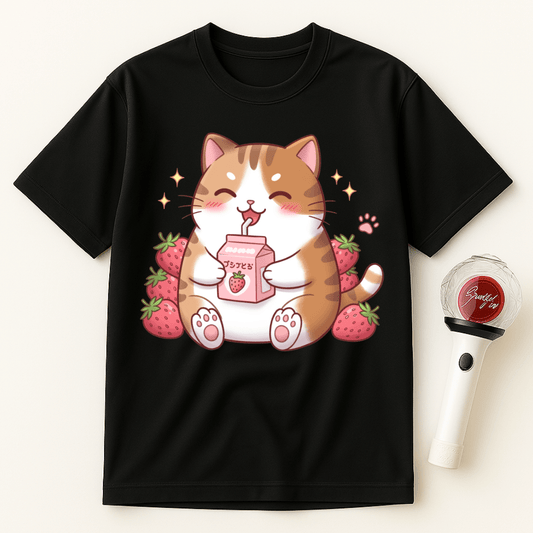 CAT WITH STRAWBERRY MILK UNISEX T-SHIRT