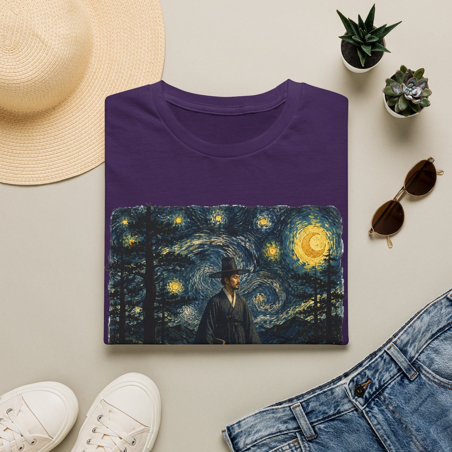 Starry Night Cowboy T-Shirt — Van Gogh Style Western Art Tee