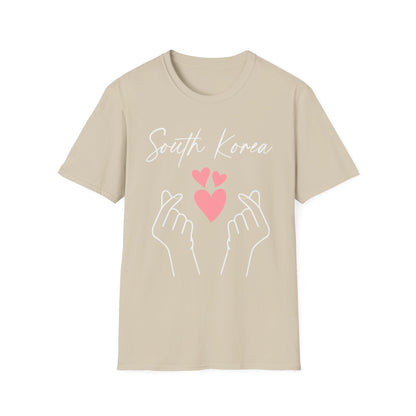 South Korea Love Hands Unisex Softstyle T-Shirt - Perfect for K-Pop Fans and Cultural Celebrations
