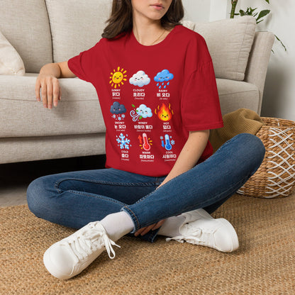 Weather Emoji Chart T-Shirt — Sunny Cloudy Rainy Korean Weather Icons
