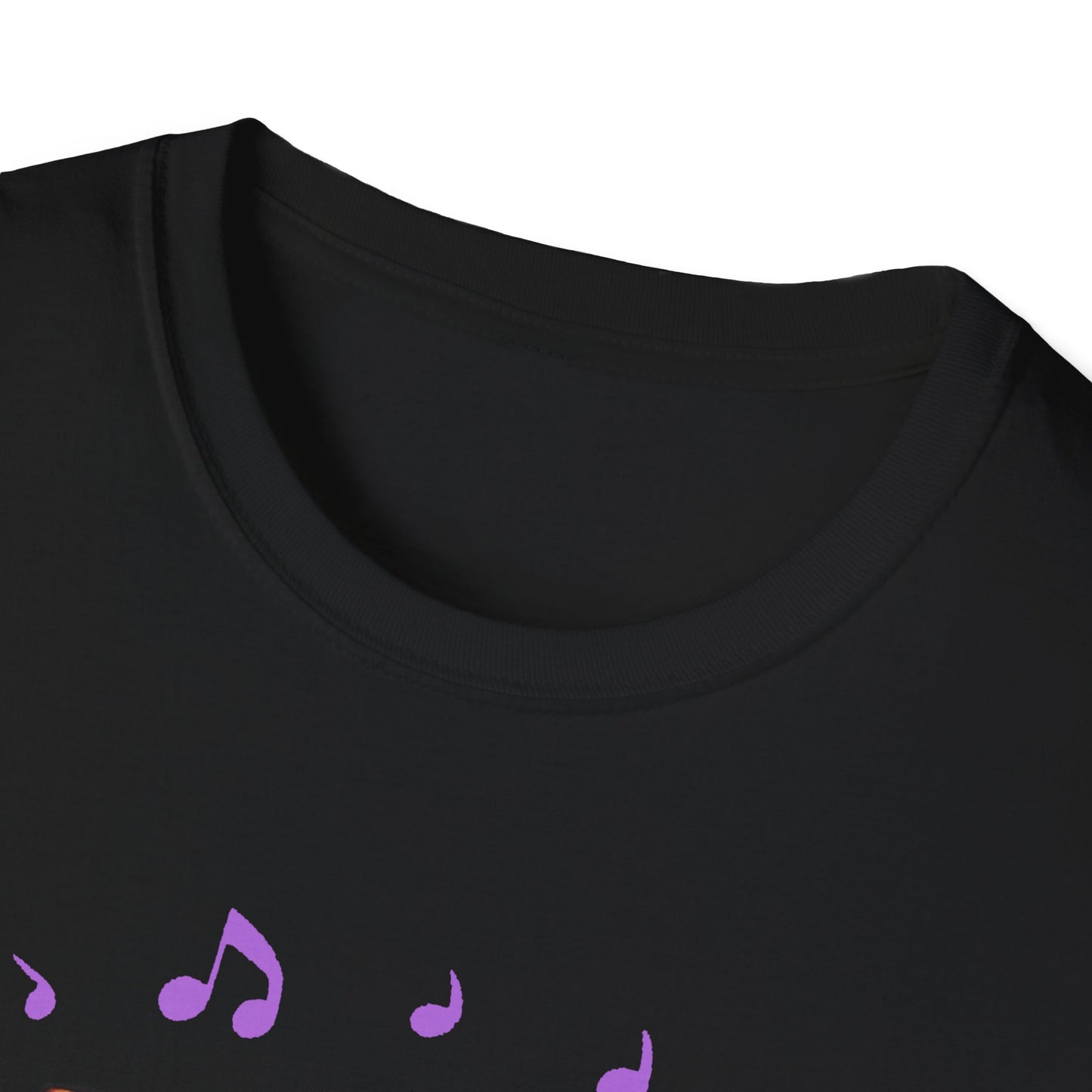 Cute Cat Music Lover T-Shirt - Unisex Softstyle Tee with Headphones and Musical Notes