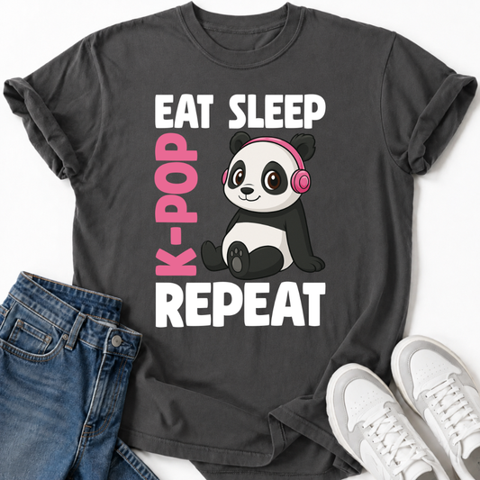 ESSEN SCHLAFEN K-POP PANDA WIEDERHOLEN T-SHIRT