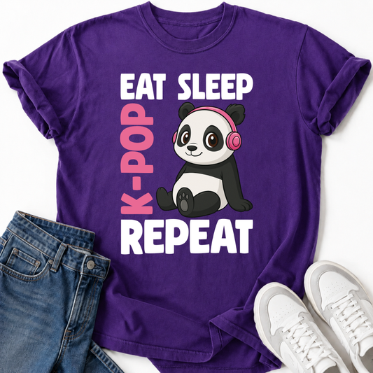 ESSEN SCHLAFEN K-POP PANDA WIEDERHOLEN T-SHIRT