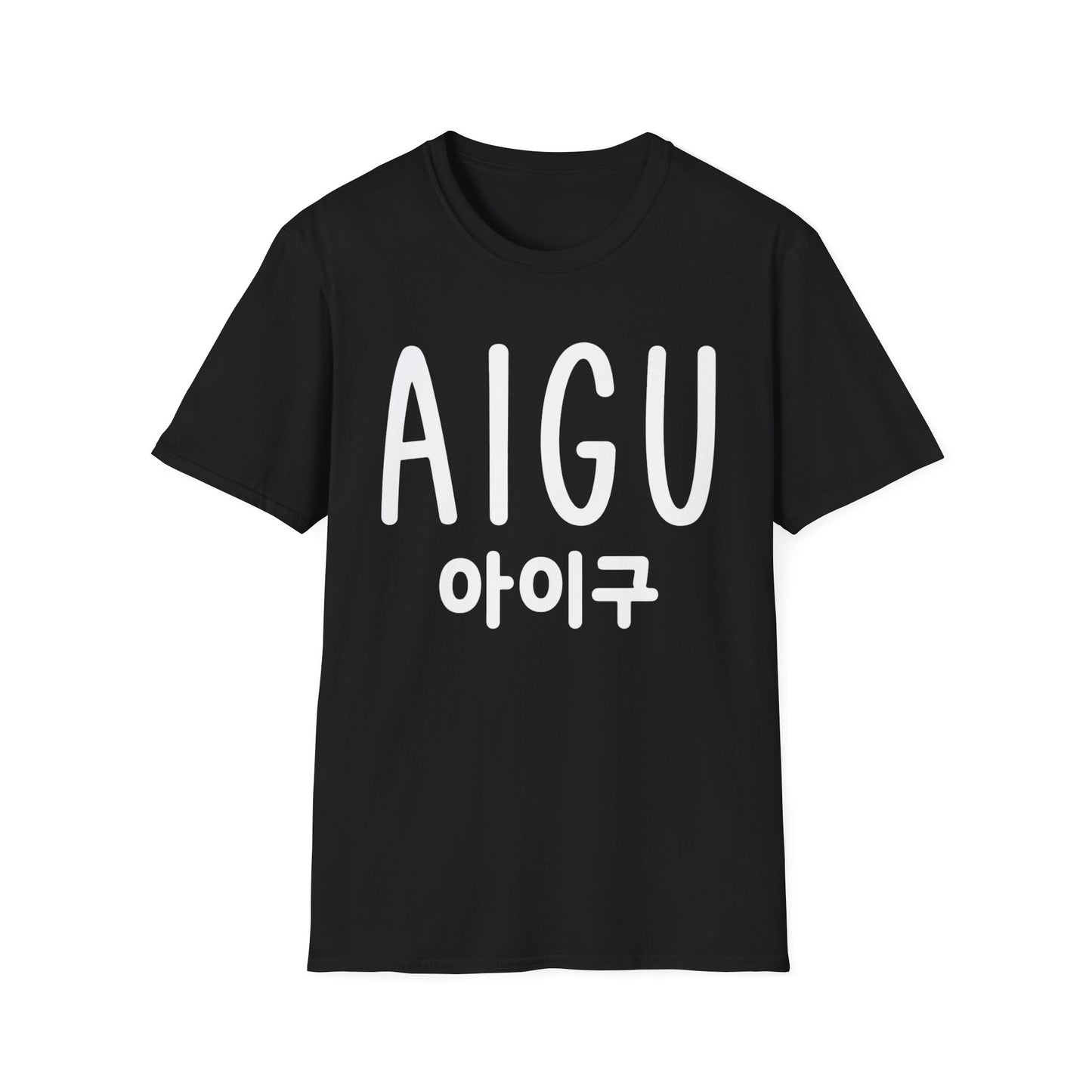 AIGU Korean Text Graphic T-Shirt — Cute K-pop Inspired Lettering Tee