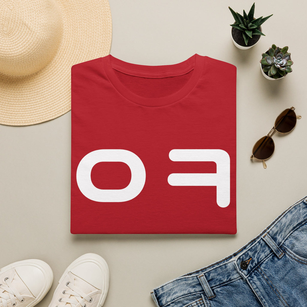 OF Minimalist Graphic T‑Shirt — Bold White Logo Tee