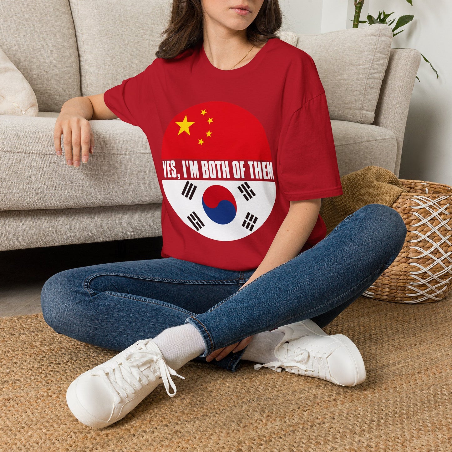 Flag Heritage T-Shirt — “Yes, I’m Both of Them” China & South Korea Pride Tee