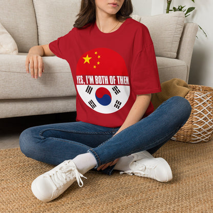 Flag Heritage T-Shirt — “Yes, I’m Both of Them” China & South Korea Pride Tee