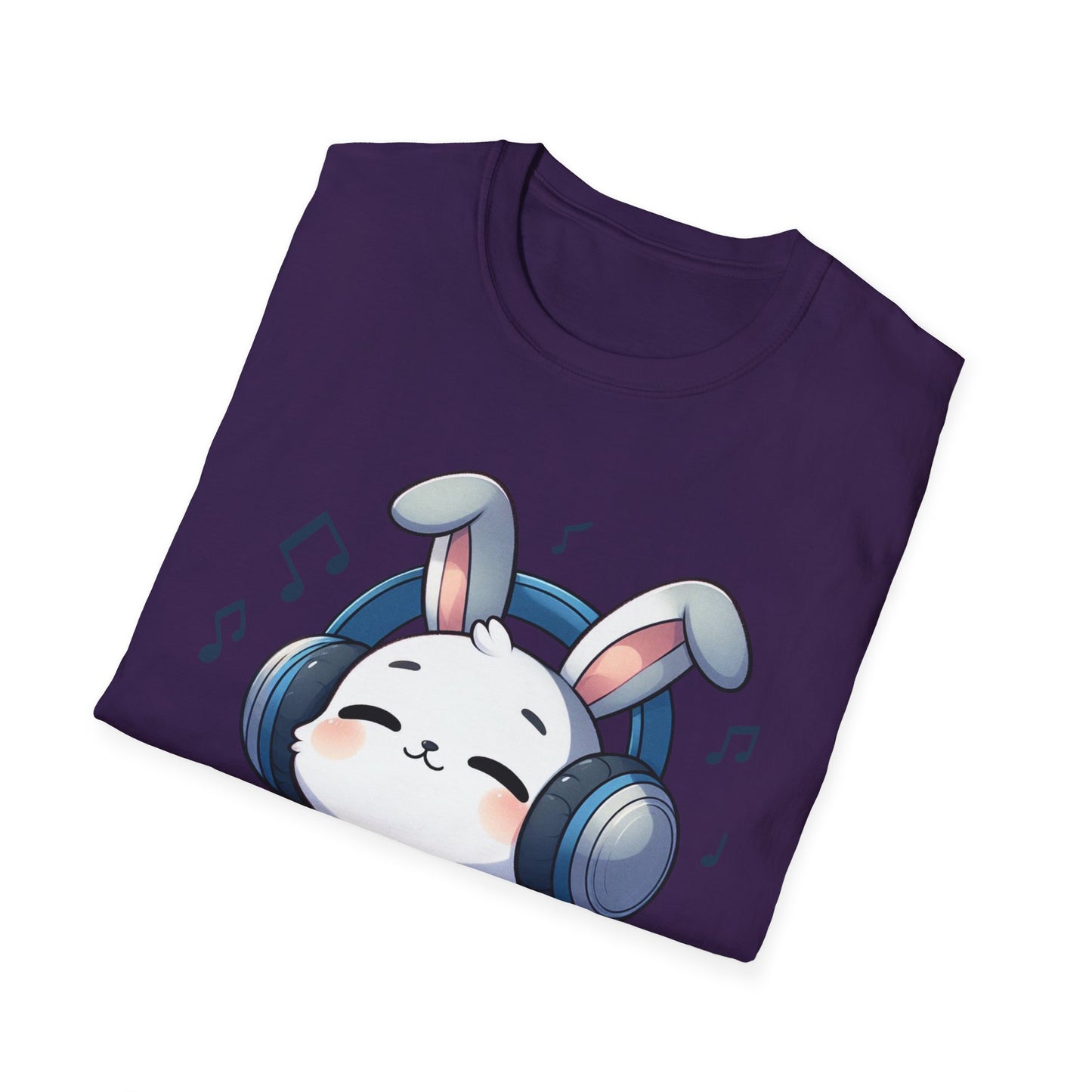 Cute Bunny Music Unisex Softstyle T-Shirt - Perfect Gift for Music Lovers
