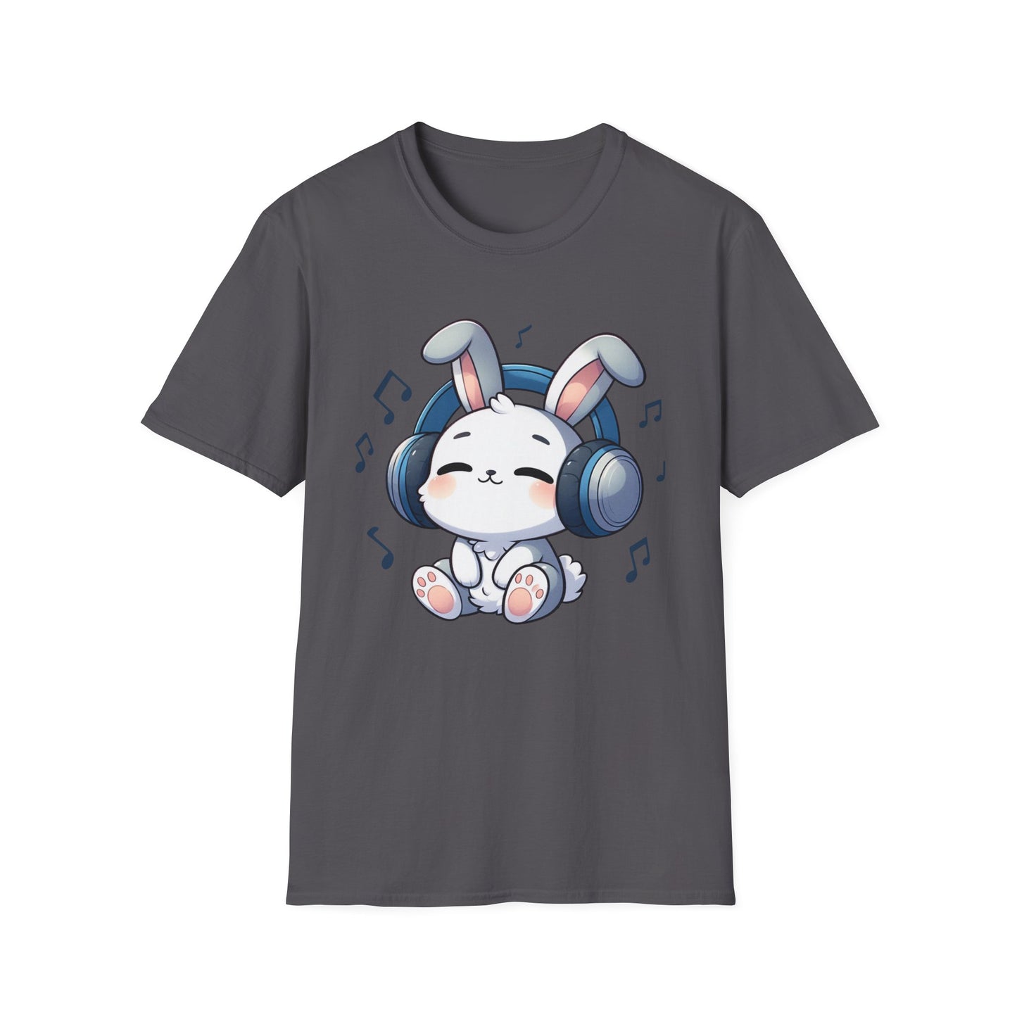 Cute Bunny Music Unisex Softstyle T-Shirt - Perfect Gift for Music Lovers