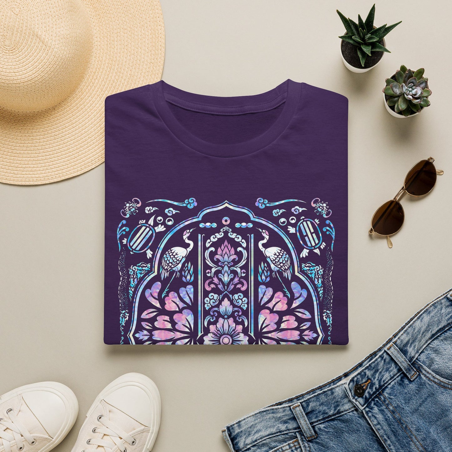 Stained Glass Floral Tee — Pastel Mandala Window Graphic T-Shirt