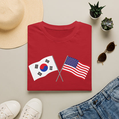 Korea USA Crossed Flags T-Shirt — Korean & American Friendship Tee