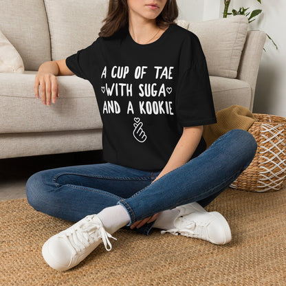 A Cup of Tae with Suga and a Kookie T-Shirt — BTS Fan Quote Tee