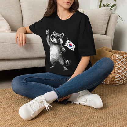 Korean Flag Raccoon T-Shirt — Cool Raccoon with South Korea Flag