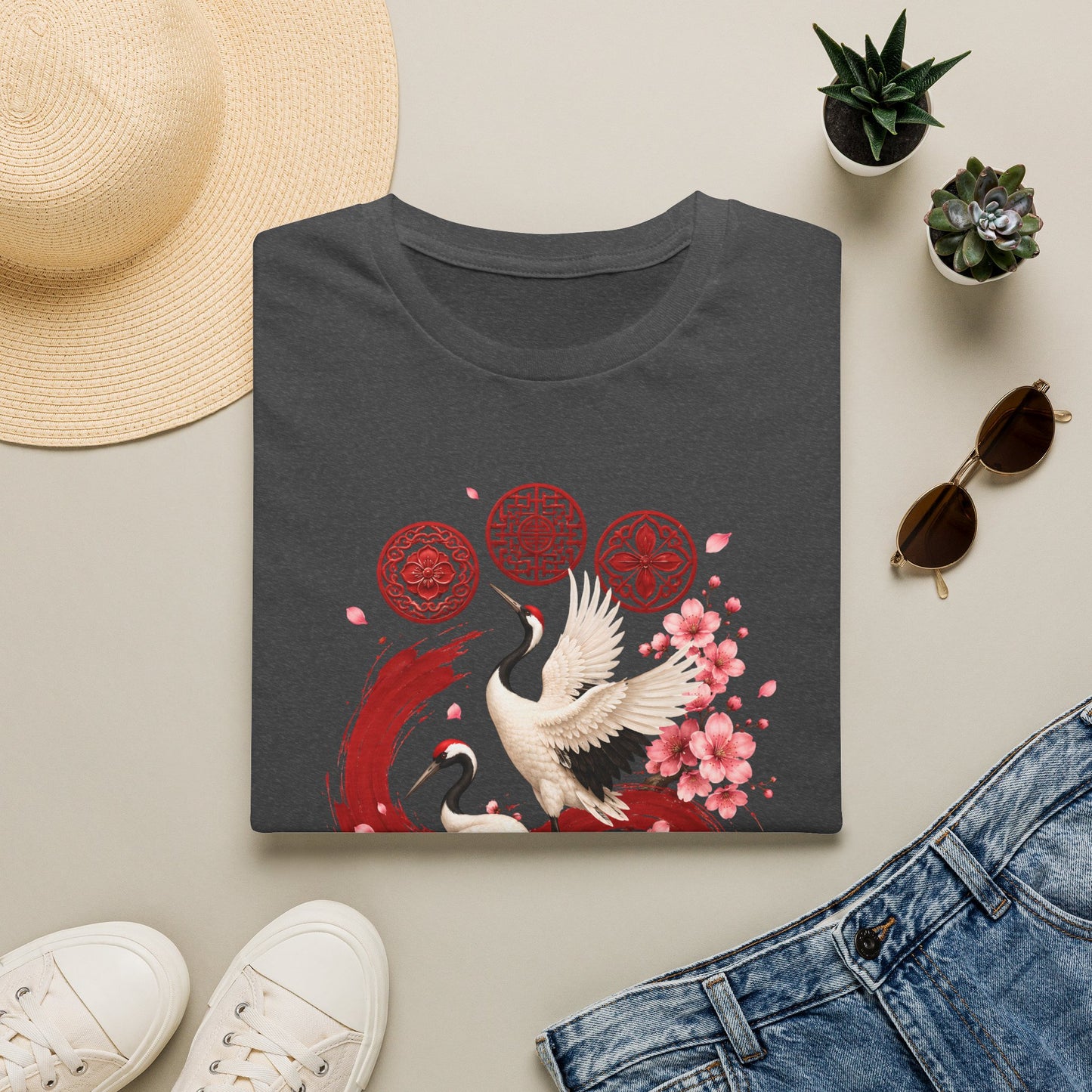 ARIRANG FLORAL CRANE T-SHIRT