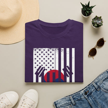 Korean Flag USA Mashup T-Shirt — Taegeuk Stripes Graphic Tee