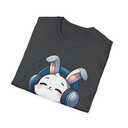 Cute Bunny Music Unisex Softstyle T-Shirt - Perfect Gift for Music Lovers