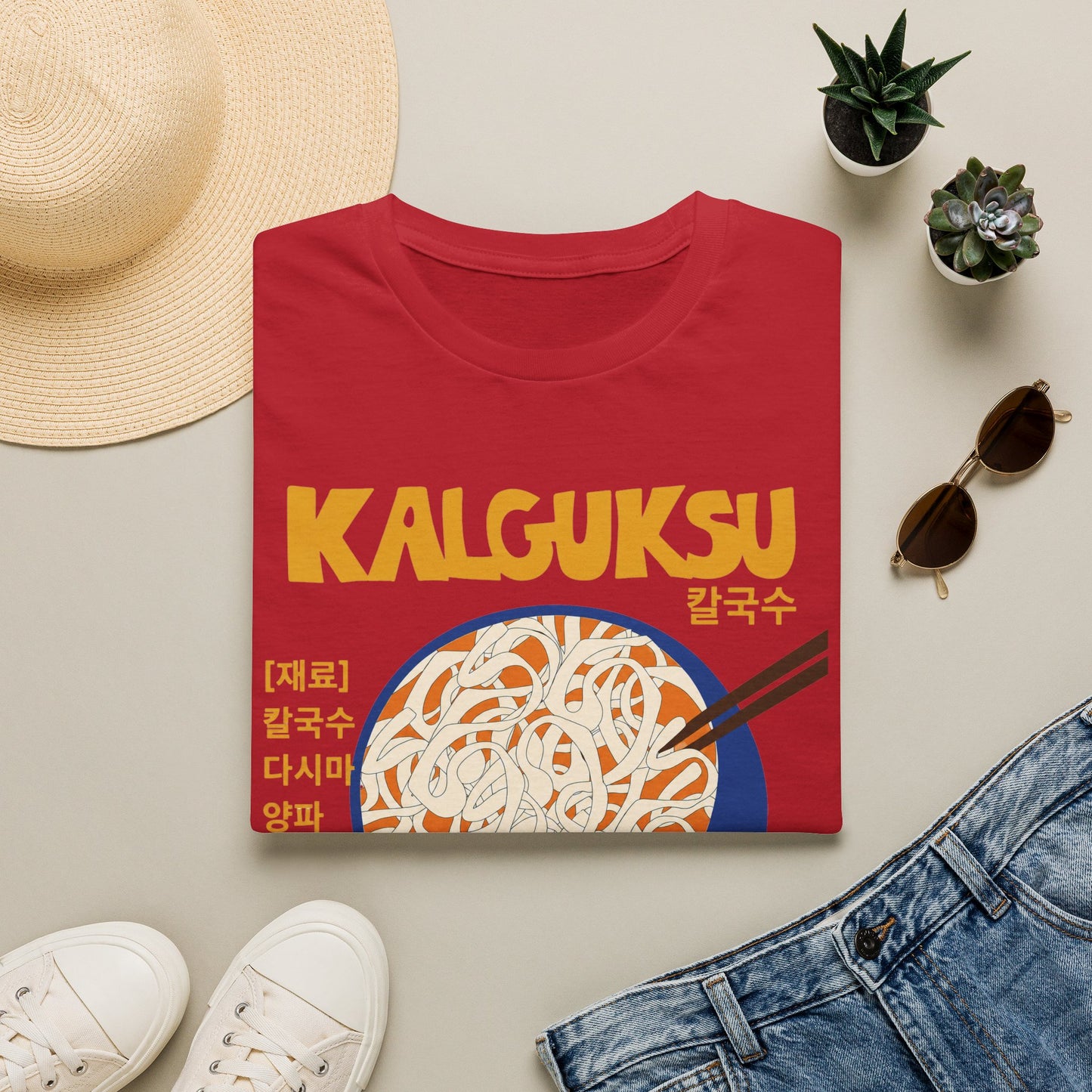 Kalguksu Noodle T-Shirt — 'Knife Cut Noodles' Retro Korean Food Tee