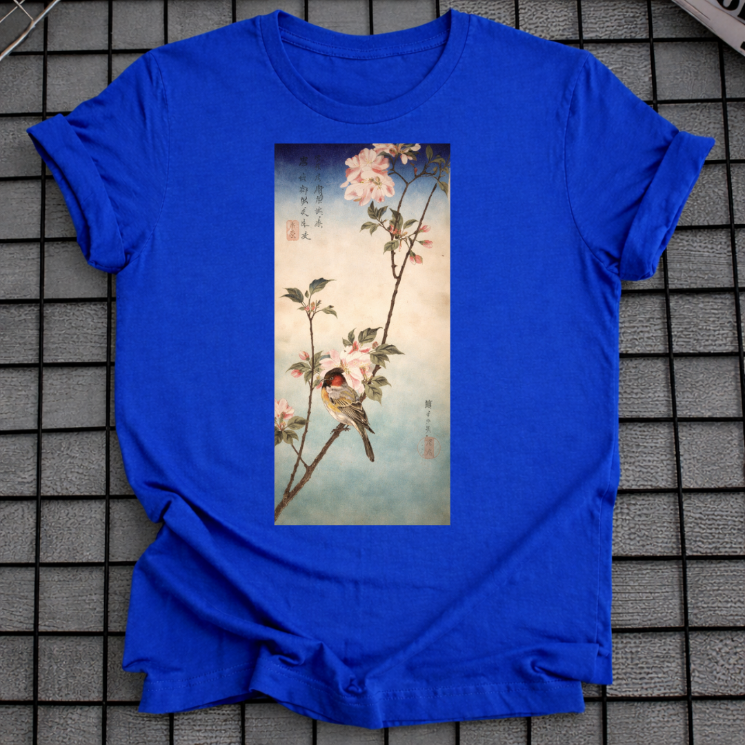 T-SHIRT MIT JAPANISCHEM VOGELKUNST-MOTIV