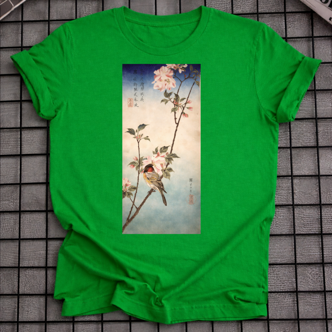 T-SHIRT MIT JAPANISCHEM VOGELKUNST-MOTIV