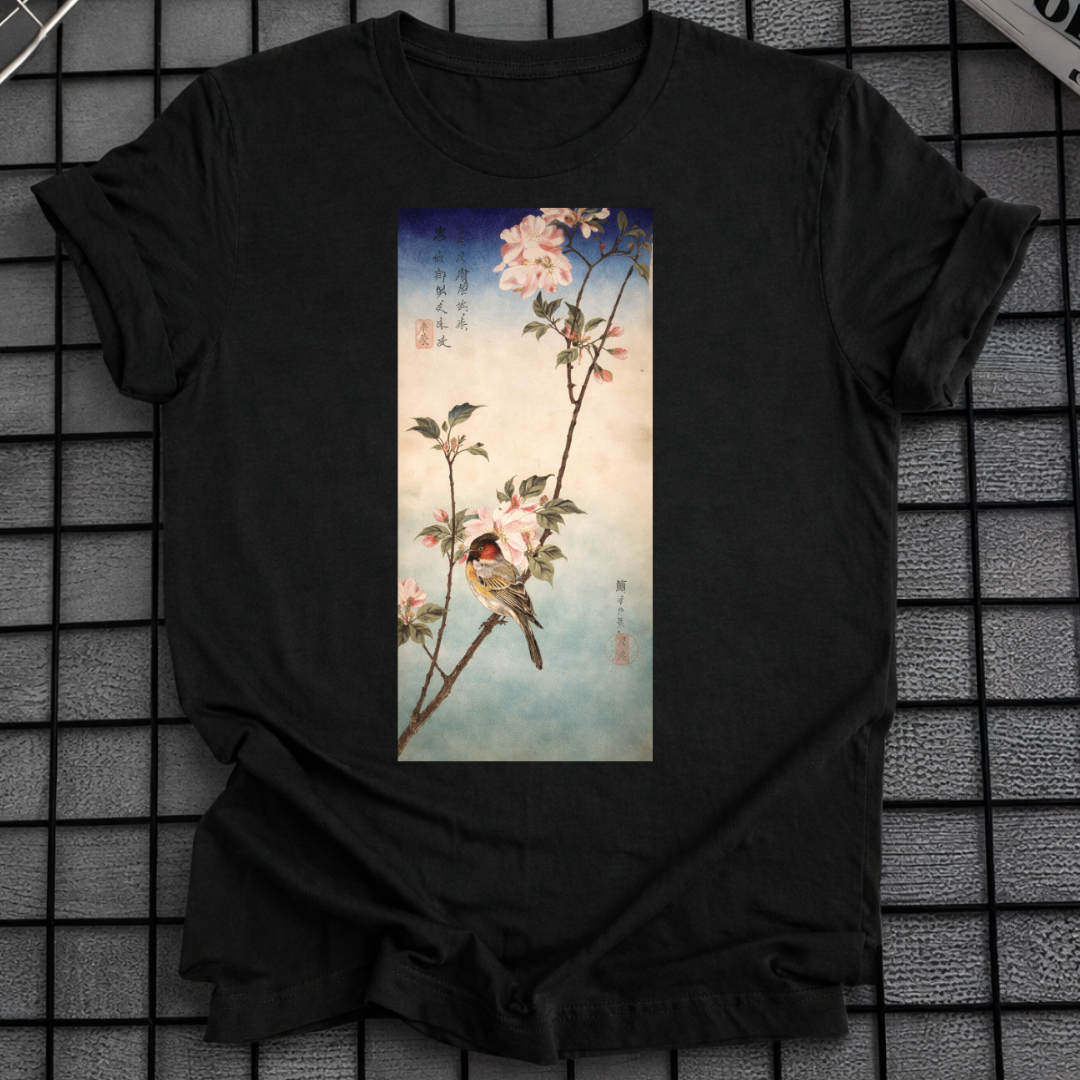 T-SHIRT MIT JAPANISCHEM VOGELKUNST-MOTIV