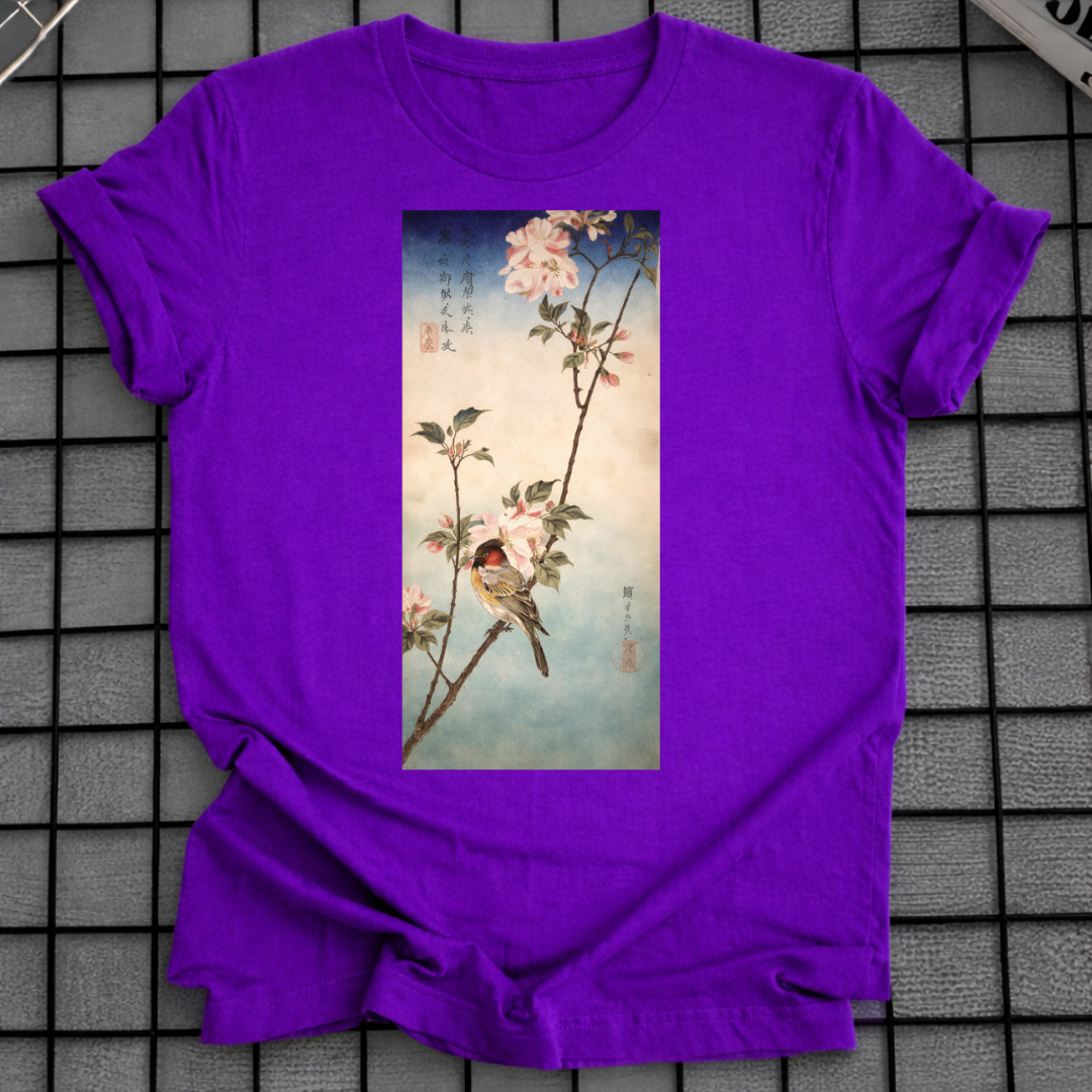 T-SHIRT MIT JAPANISCHEM VOGELKUNST-MOTIV