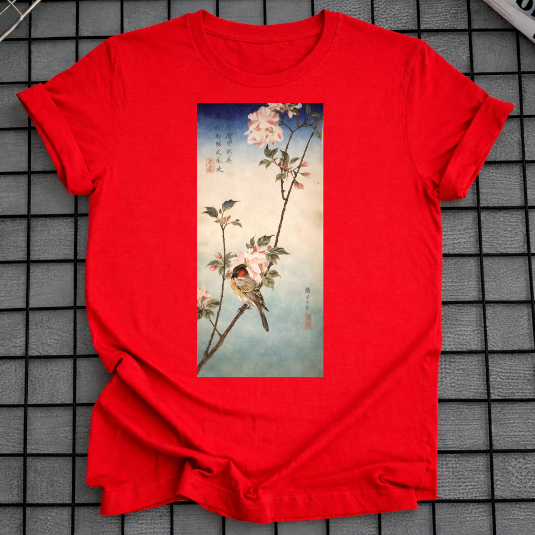 T-SHIRT MIT JAPANISCHEM VOGELKUNST-MOTIV