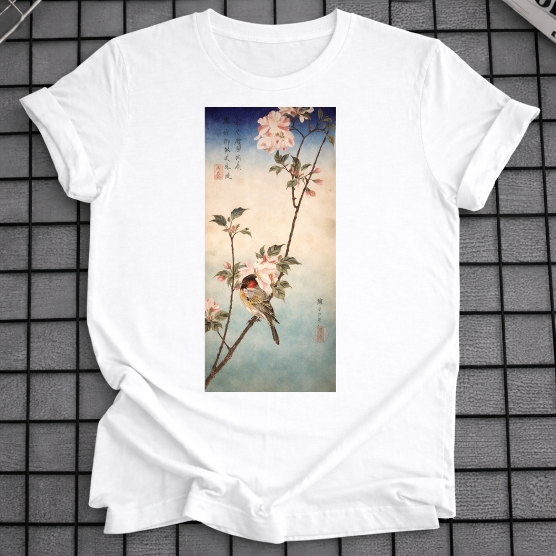 T-SHIRT MIT JAPANISCHEM VOGELKUNST-MOTIV