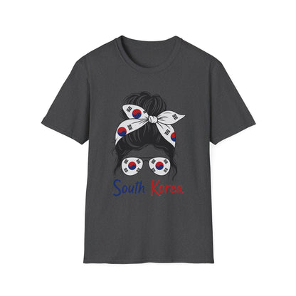 South Korea Flag Hair Bun T-Shirt — Korean Pride Graphic Tee