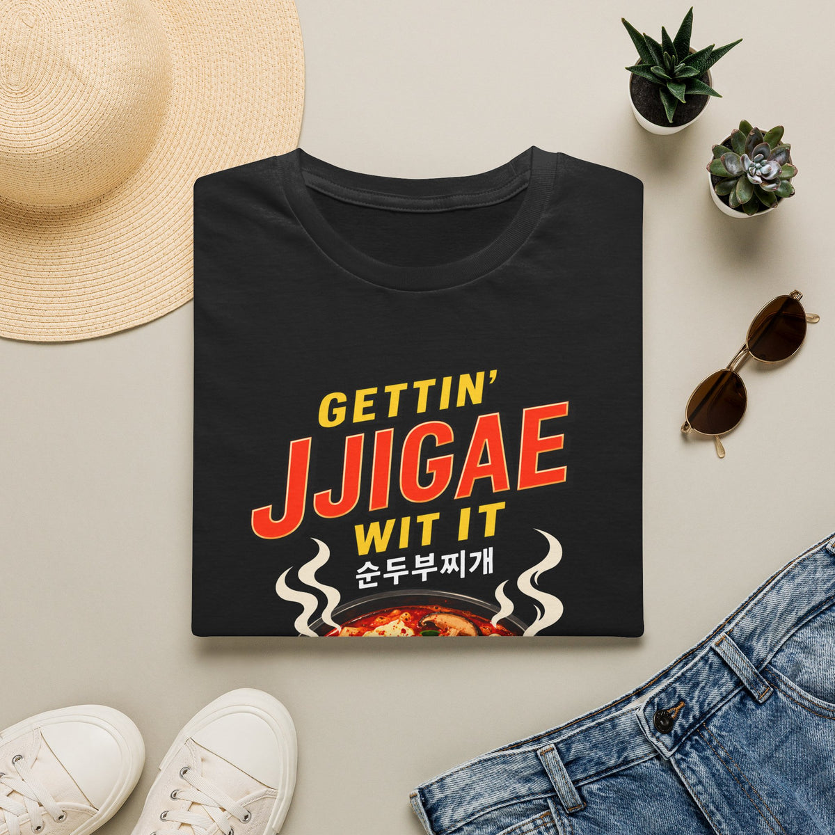 Jjigae T-Shirt — "Gettin' Jjigae Wit It" Korean Stew Graphic Tee