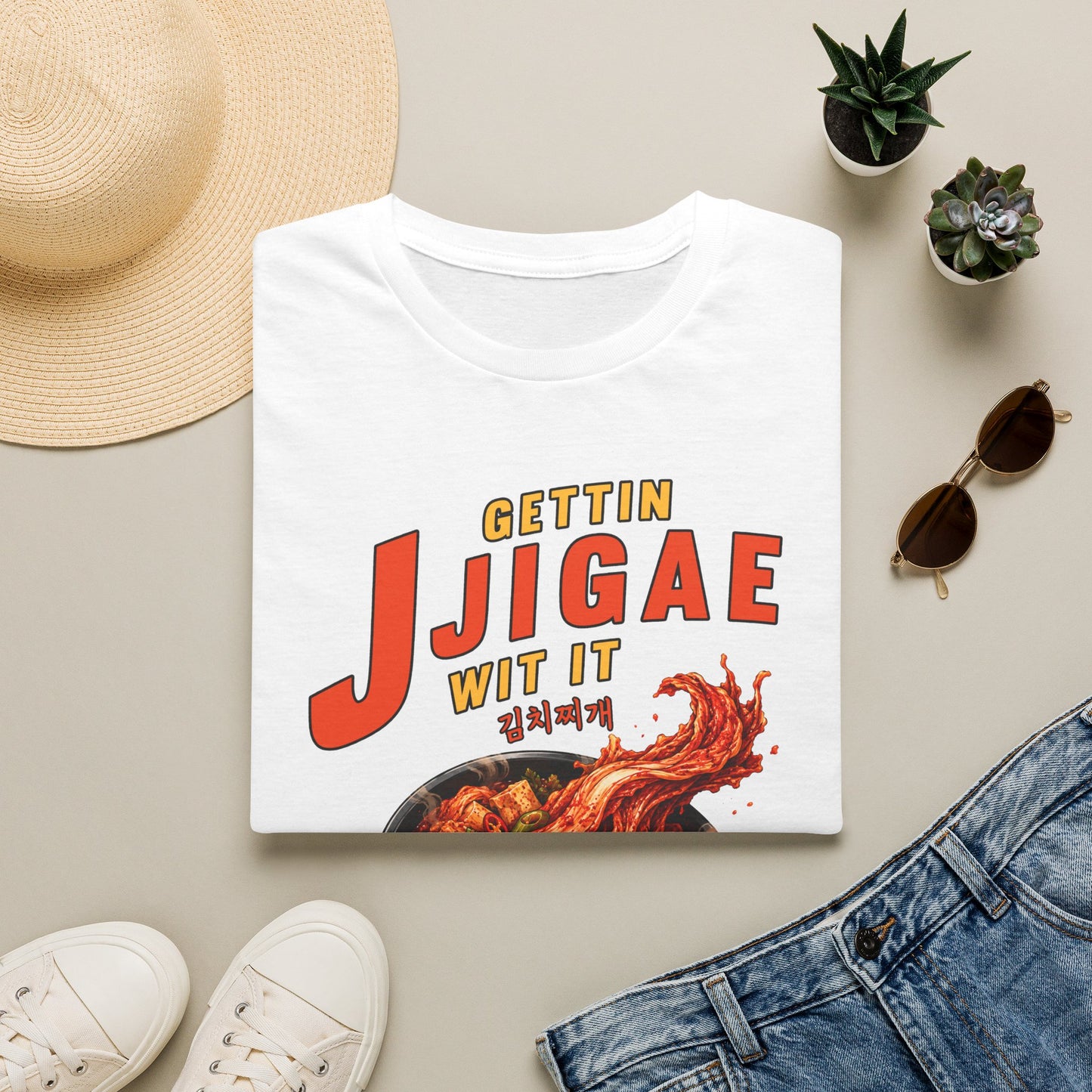 Jjigae T-Shirt — "Gettin Jjigae Wit It" Spicy Korean Stew Graphic Tee