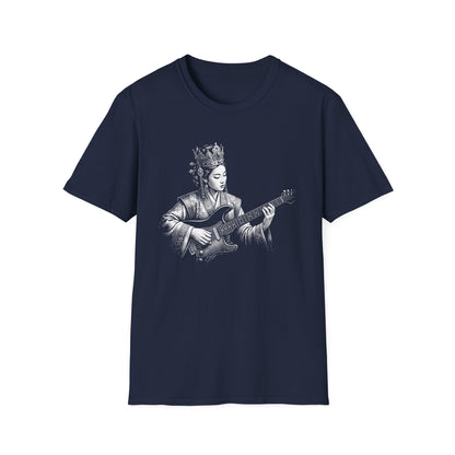 Queen Guitarist T‑Shirt — Regal Woman Playing Electric Guitar Tee