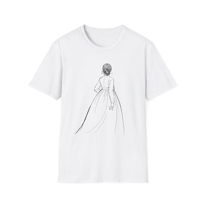 Sketch Back View Woman Tee — Minimalist Line Art T-Shirt