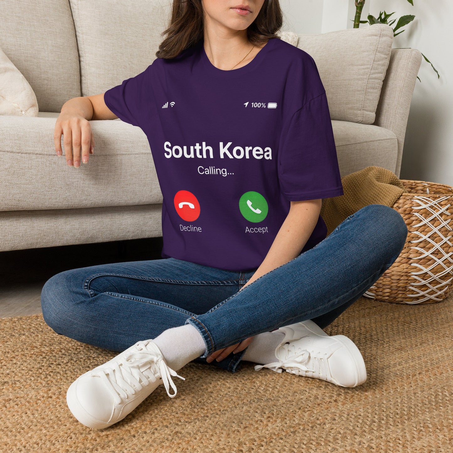 South Korea Calling T-Shirt — Travel-Inspired Phone Screen Graphic Tee